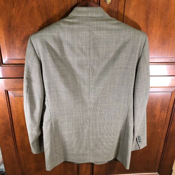 Pierre Cardin Mens Blazer Jacket 40R Gray Plaid Wool Blend Suit Coat 2-Button - Picture 14 of 14